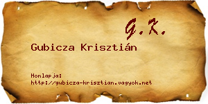 Gubicza Krisztián névjegykártya